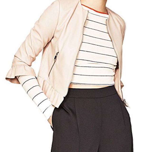 Frill leather shop jacket zara