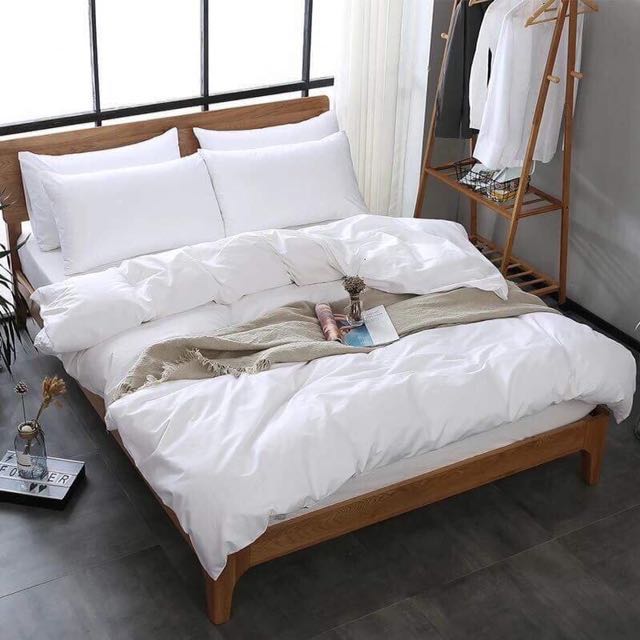 Comforter Set Plain White 5 In 1 Us Cotton Bedsheets On Carousell