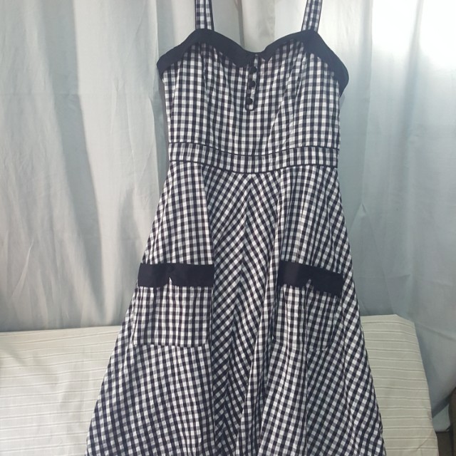 H M Black And White Checkered Dress Women S Fashion Clothes On Carousell