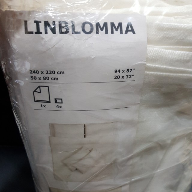 Ikea Linblomma Linen King Duvet Cover With 4 Pillowcases On Carousell