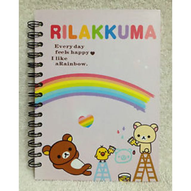 Kawaii Sanrio Rilakkuma Rainbow Decorative Ring Notebook Large