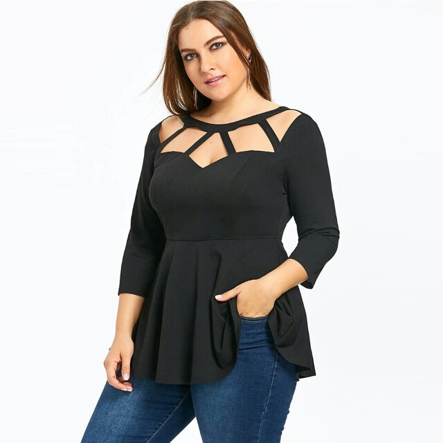 plus size long peplum top