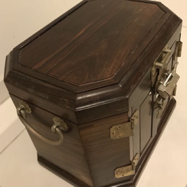 Rare Find Antique Wooden Jewelry Box With Brass Hardware