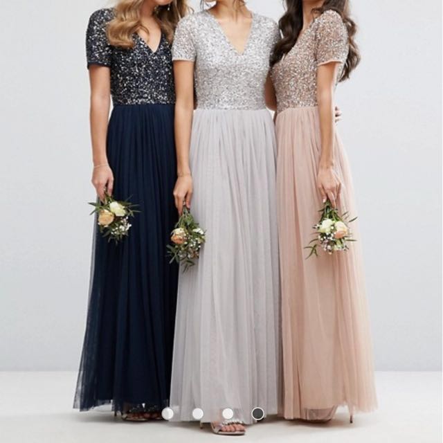 maya v neck maxi tulle dress
