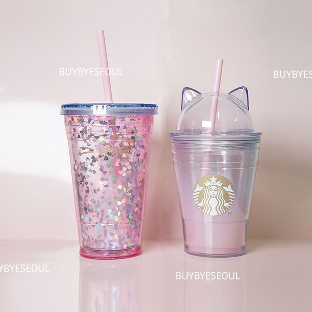 Sold Starbucks Korea V Day Cat Lid Cold Cup And Cat Heart Cold Cup