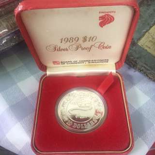 Singapore 1989 $10 Silver Proof Snake Zodiac