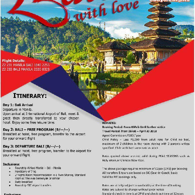 BALI,INDONESIA PACKAGE TOUR (min. of 2 pax), Tickets & Vouchers, Local