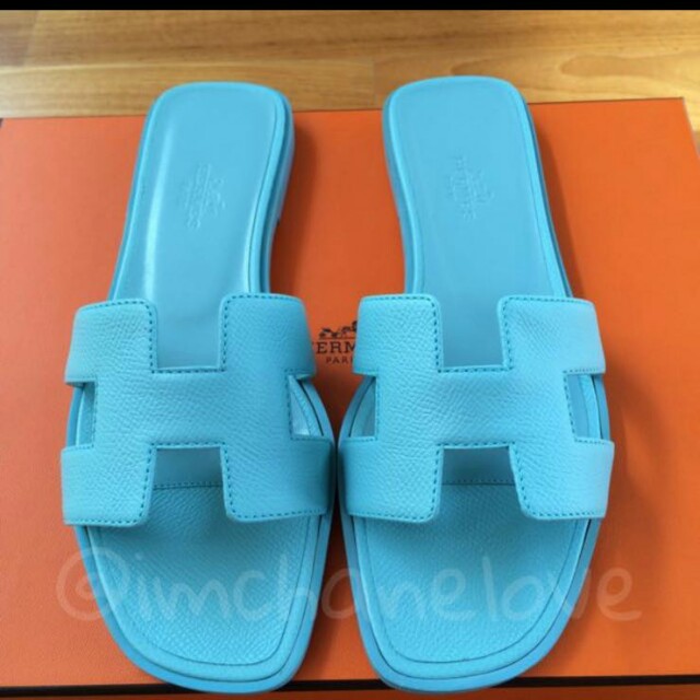 hermes blue oran sandals