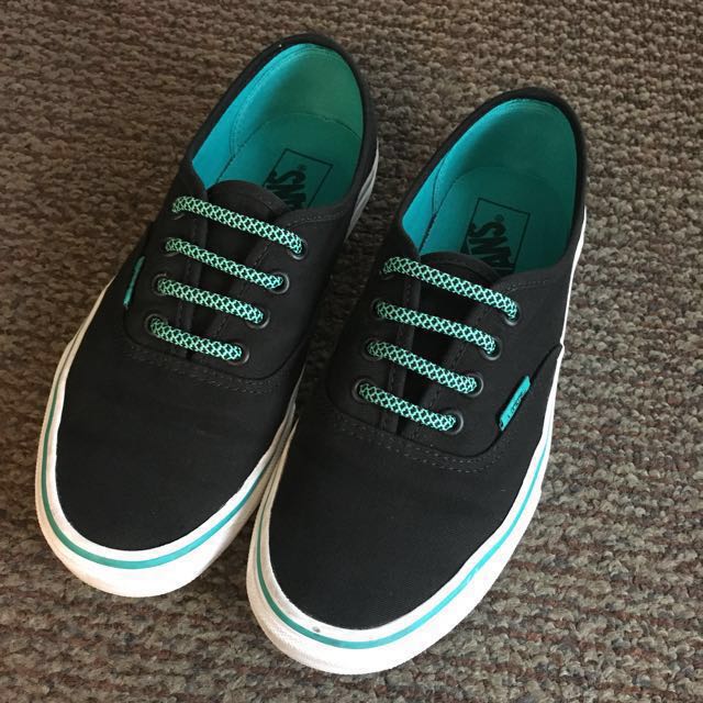 turquoise and black vans