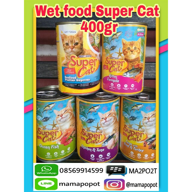 Super Cat Wet Food 400gr Makanan Kucing Basah Perlengkapan Hewan Makanan Hewan Di Carousell