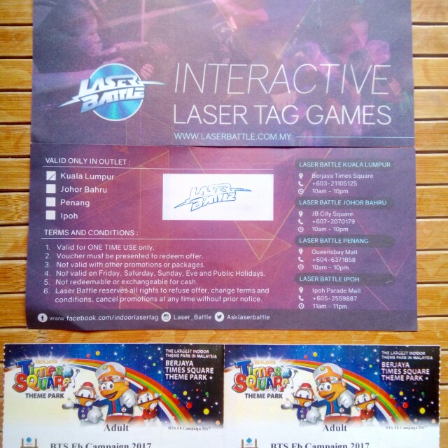 Tiket Times Square Theme Park Laser Battle Tickets Vouchers Event Tickets On Carousell