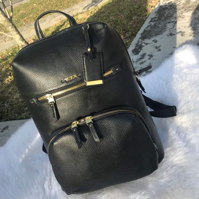 tumi halle leather backpack