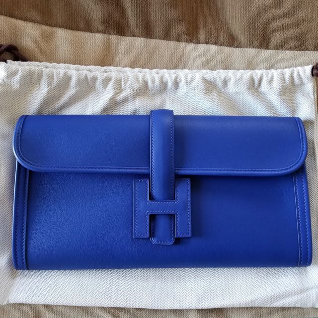 Hermes Jige Wallet Togo Leather Electric Blue