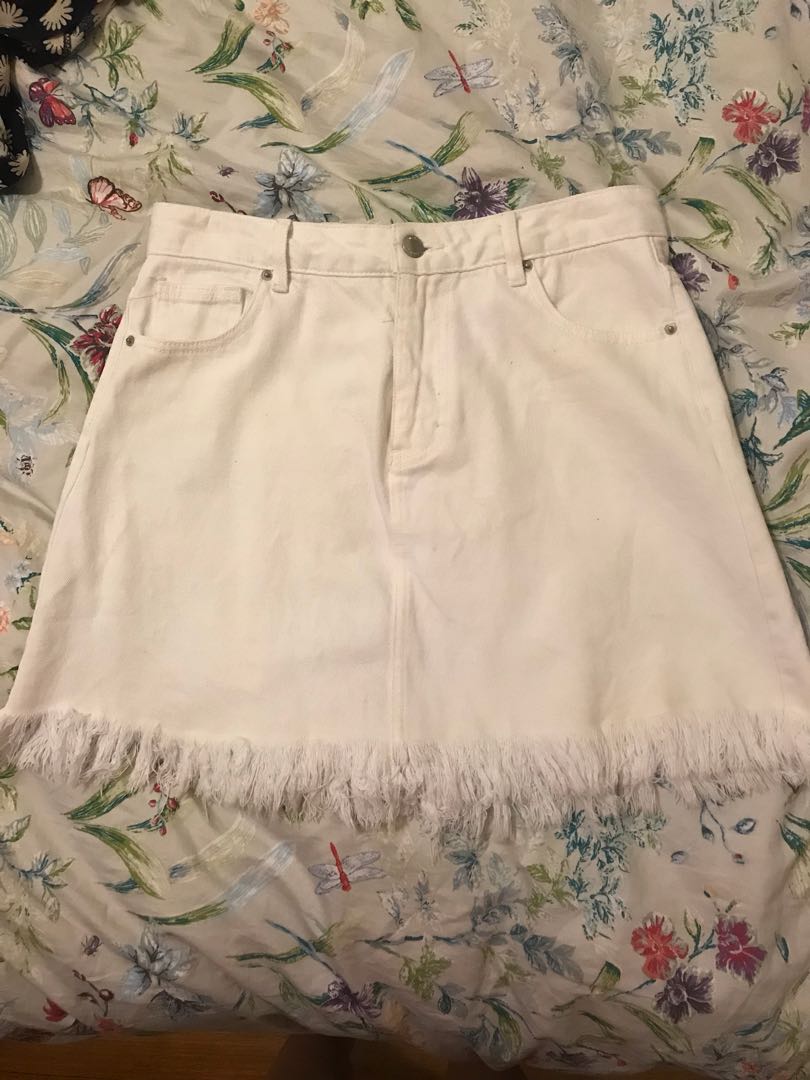 glassons white denim skirt