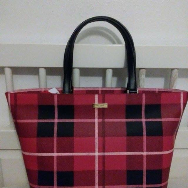 kate spade pink plaid purse