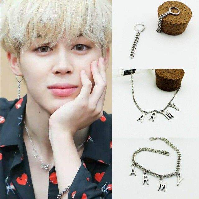[CLOSED] Pre-order: BTS Jimin's ARMY Necklace/ Stud Earrings/ Bracelet ...