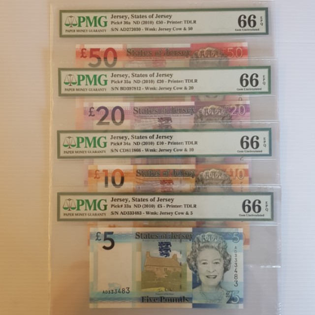 States Of Jersey 5 10 20 50 Pounds Banknote 2010 All Pmg 66 Epq Hobbies Toys Memorabilia Collectibles Currency On Carousell
