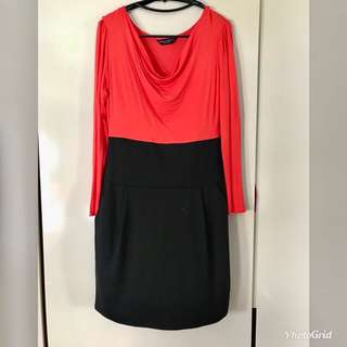 Orange/Red with Black Dress one piece