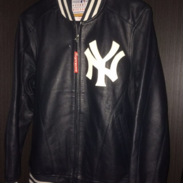 supreme yankees leather jacket