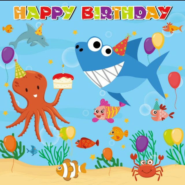 Baby Shark/Under-The-Sea themed birthday backdrop/banner, Babies & Kids ...