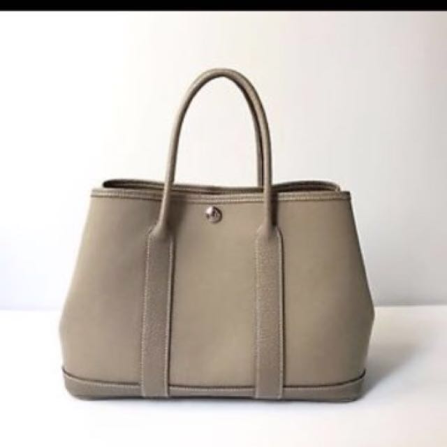 Hermes garden party 30 canvas etoupe, Luxury, Bags & Wallets on Carousell