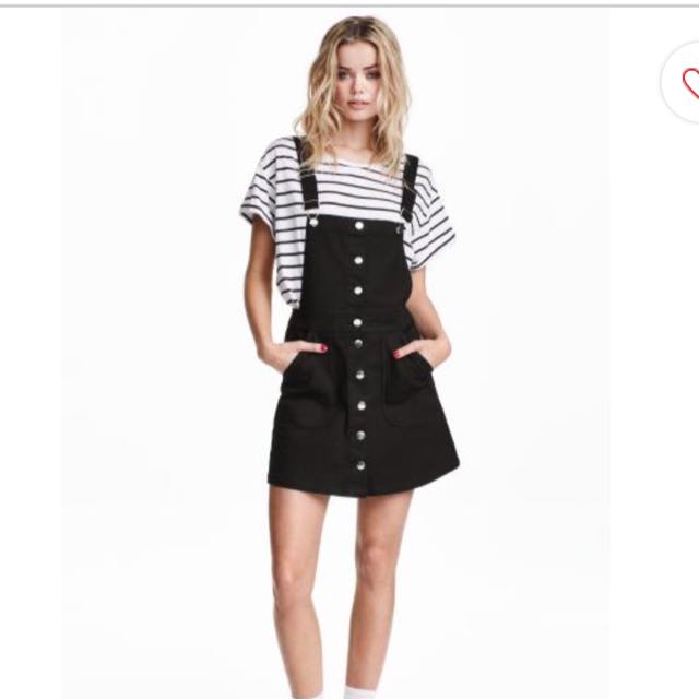 h&m dungaree dress black