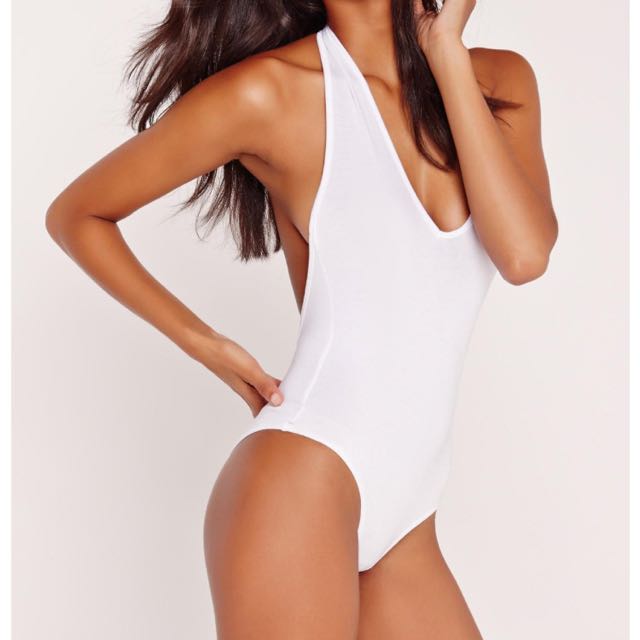 white halter neck bodysuit