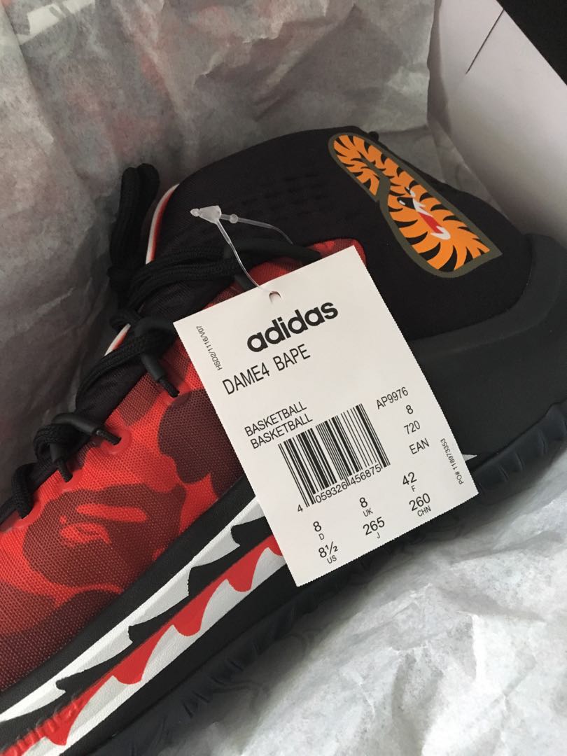 Dame 4 discount bape red camo