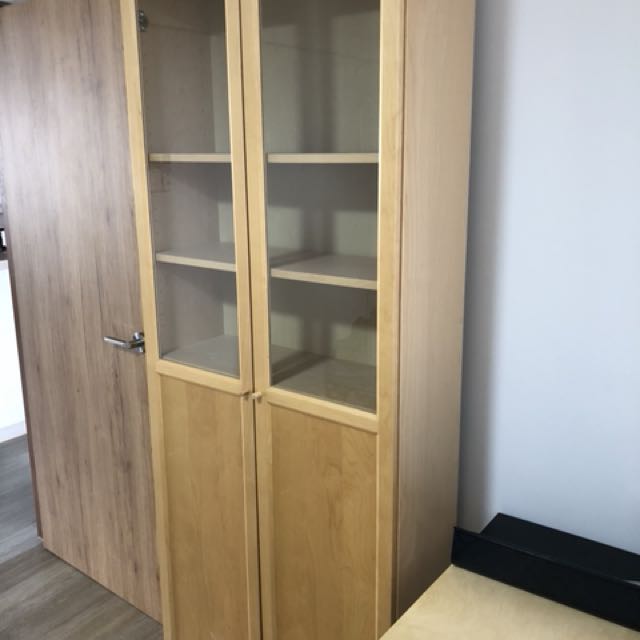 Birch Billy Bookcase With Half Gl Oxberg Doors Home Furniture Photo