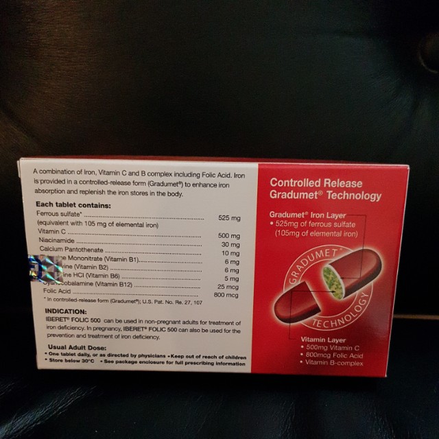 Iberet folic 500 multivitamin with iron for pregnancy and breastfeeding