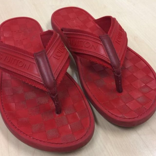 louis vuitton red slippers