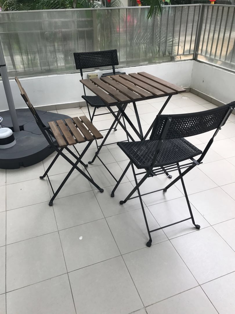 parasol hanging with base table  chairs outdoor ikea