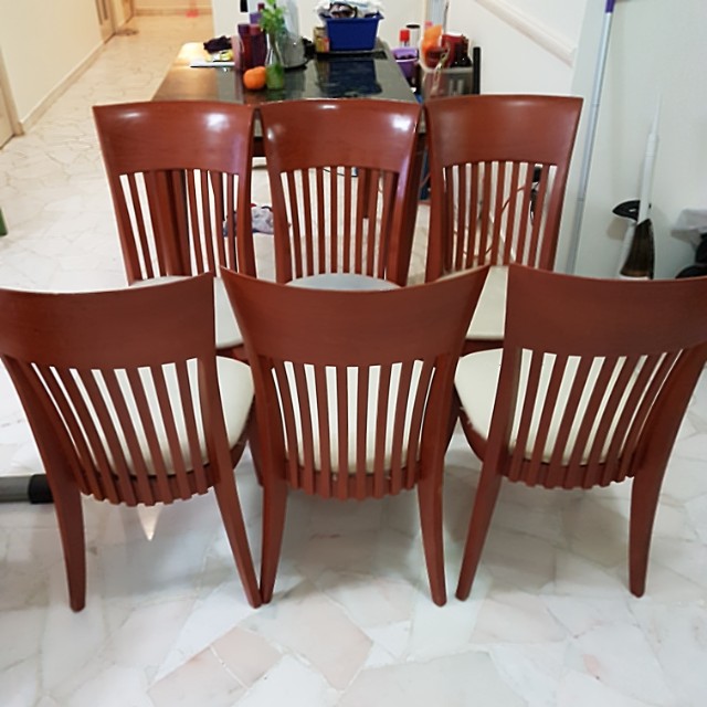 Set of 6 Italian Designer Teak wood Dining Chairs, Furniture & Home