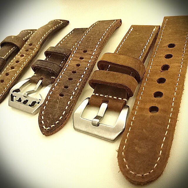 24mm and 22mm Asso distressed leather straps for Panerai Mobile Phones Gadgets Wearables Smart Watches on Carousell