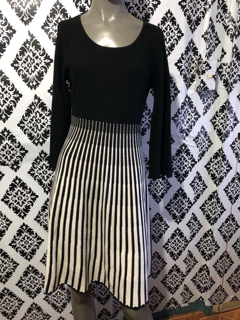 black and white striped calvin klein dress