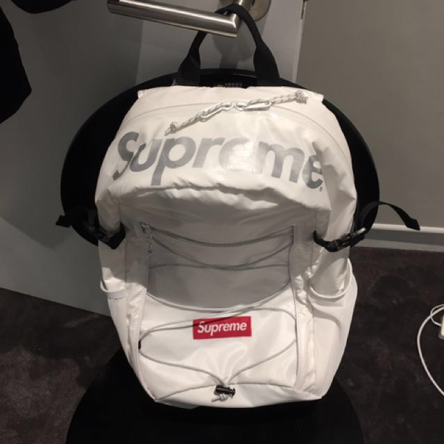 Supreme fw17 white backpack on sale