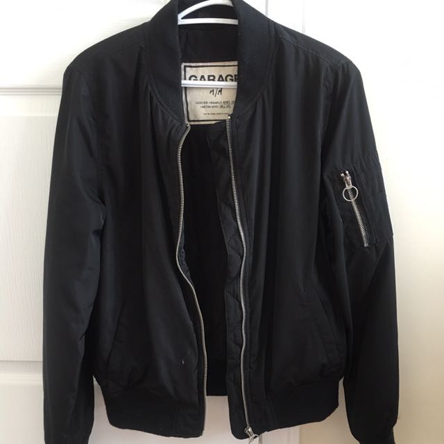 Thick black best sale bomber jacket