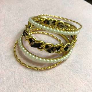 五件套 珍珠 豹紋 紐紋 金色鐲子64210709058177110