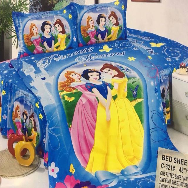 4 In 1 Disney Princess Bedsheets Set Double Size Only On Carousell