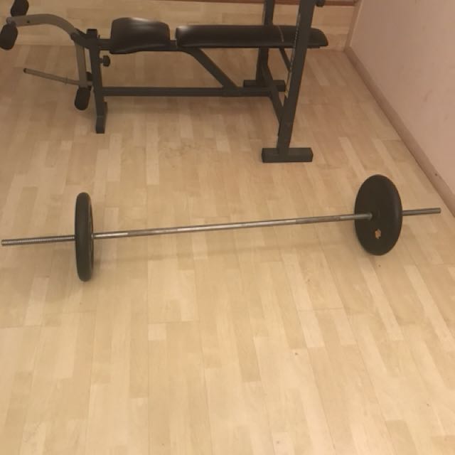 Bench Press Bar Bell Weights Curl Bar Sports Sports
