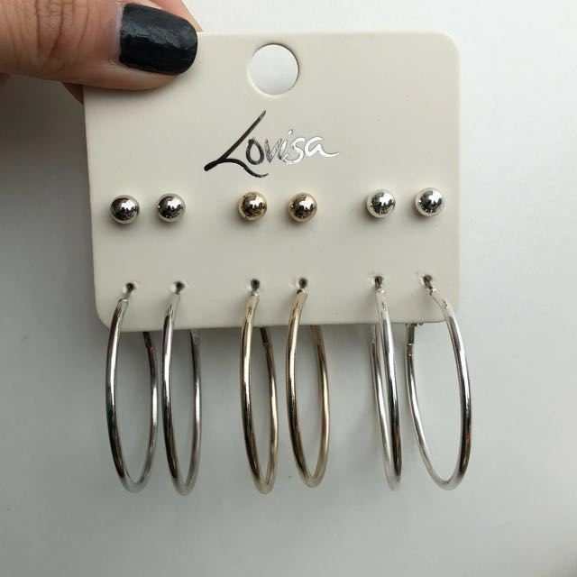 Lovisa Hoop earrings set - silver and 