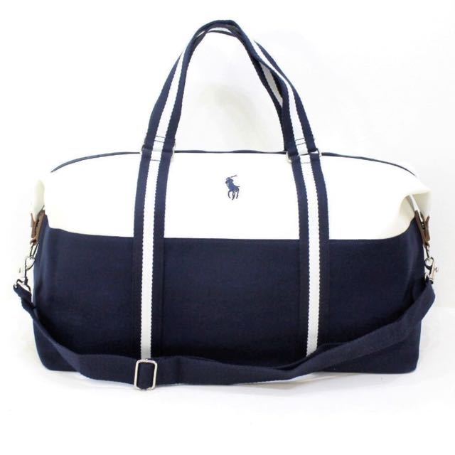 Polo duffle bag shop blue and white