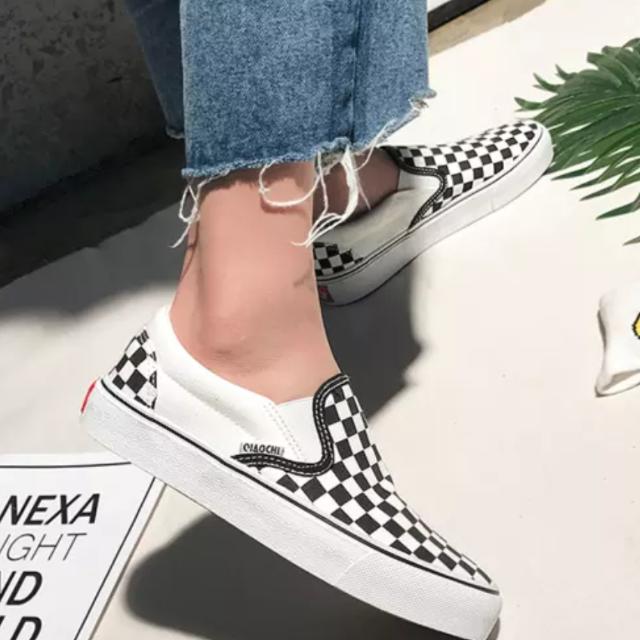 Vans Checkerboard Slip On Canvas Shoes Checkers Shoe Black White