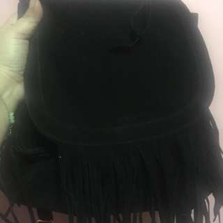 Zalora Suede Backpack in Black