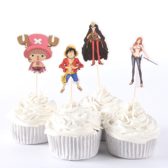 8 Pcs One Piece Cupcake Toppers Cake Topper Muffin Decoration