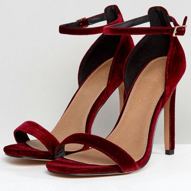 burgundy strappy heels