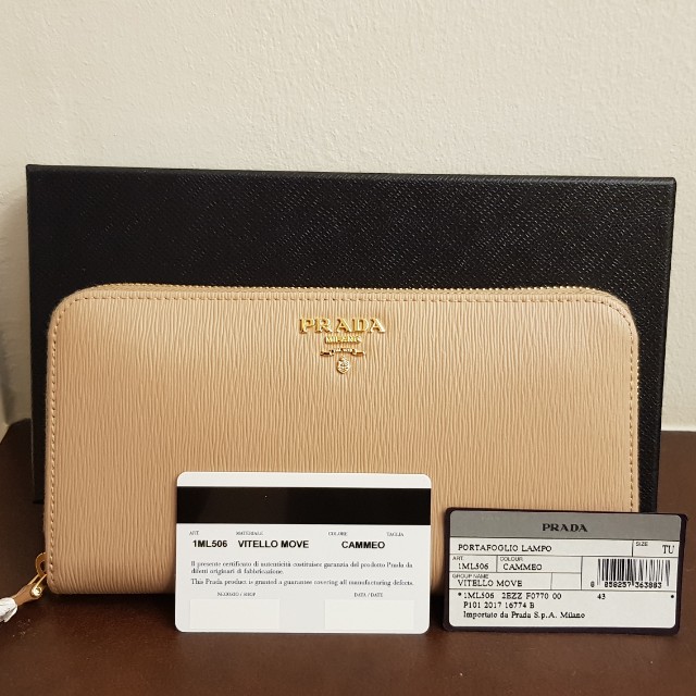 Prada Peonia Pink Large Saffiano Leather Wallet Zip Around Wallet 1ML506.  BNIB