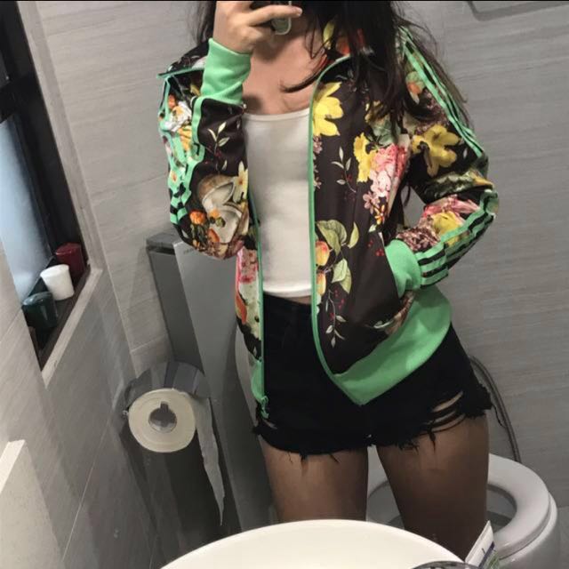 adidas originals floral print track jacket