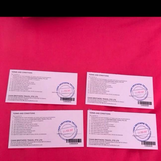 Chan Brothers Travel Vouchers, Tickets & Vouchers, Vouchers on Carousell