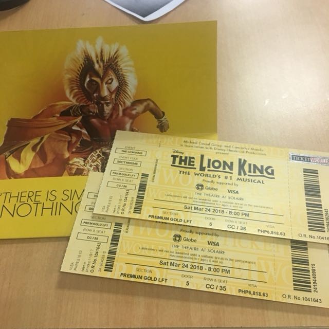 The lion king musical, Tickets & Vouchers, Event Tickets on Carousell